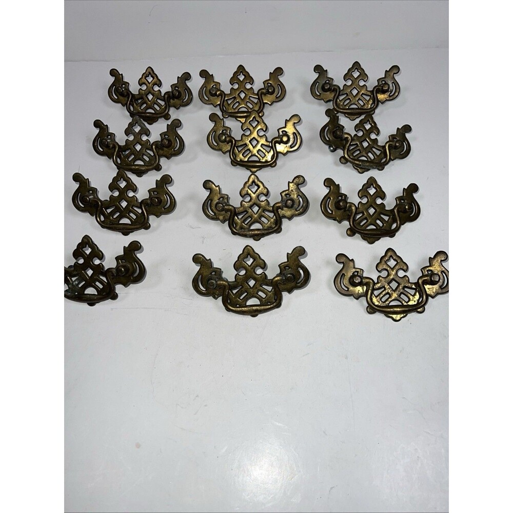 12 Vintage Keeler Chippendale/Federal Batwing Brass Drawer Pull Handles  P1067